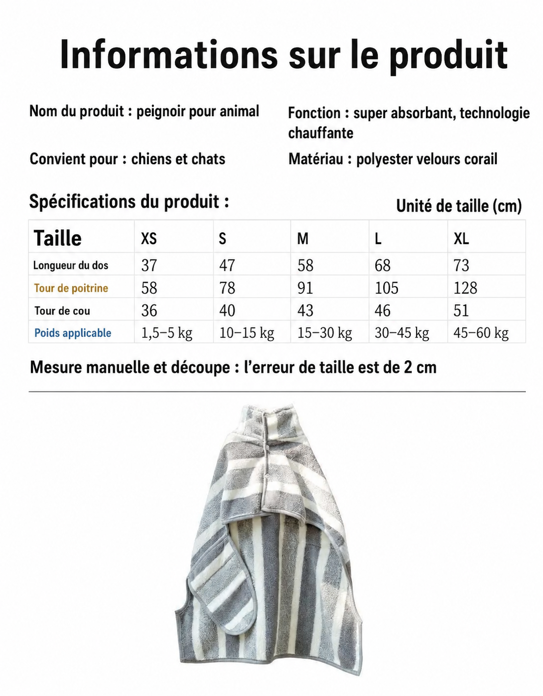 Peignoir de Bain COMFURT™  pour Chien