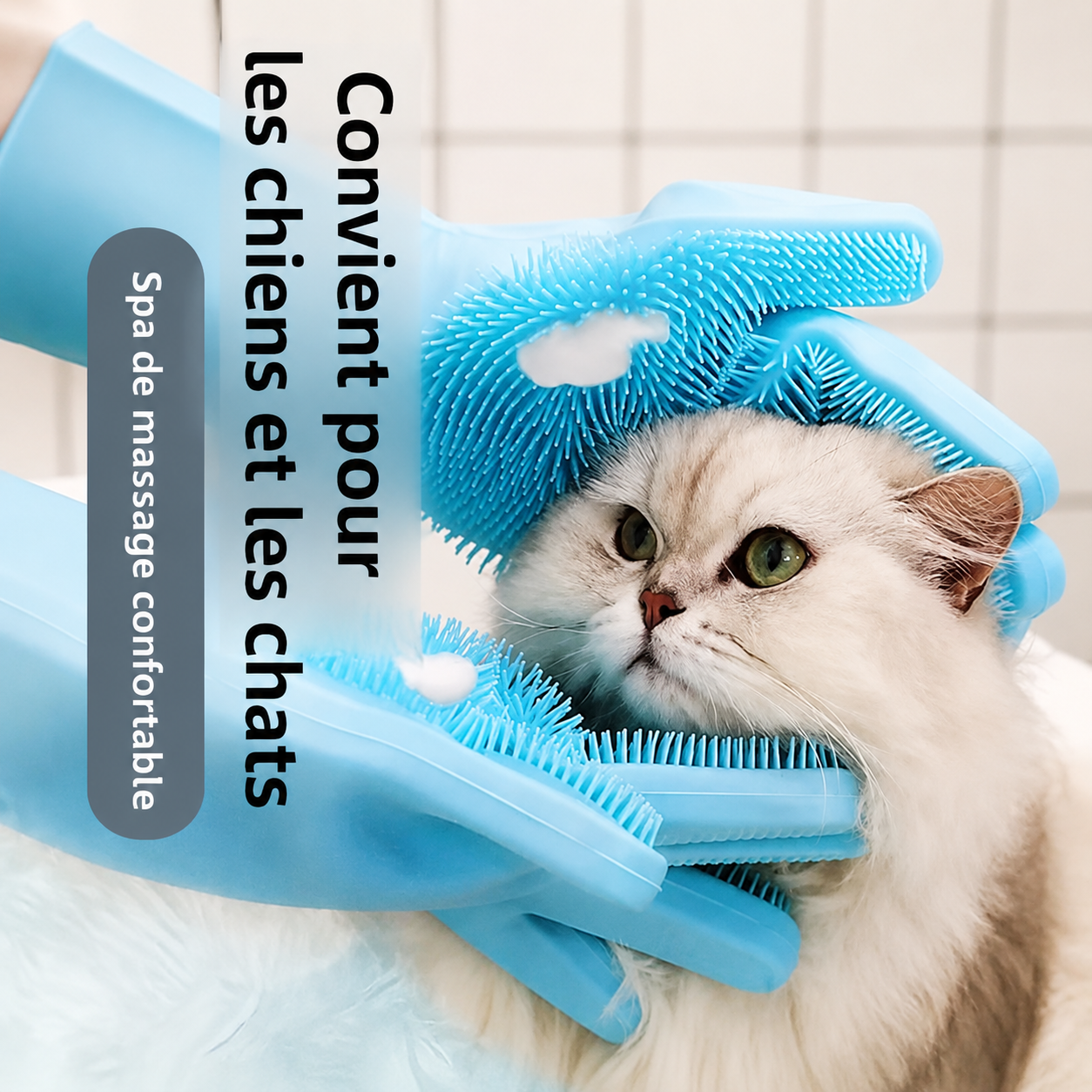 Gants de Bain et Massage en Silicone pour Animaux