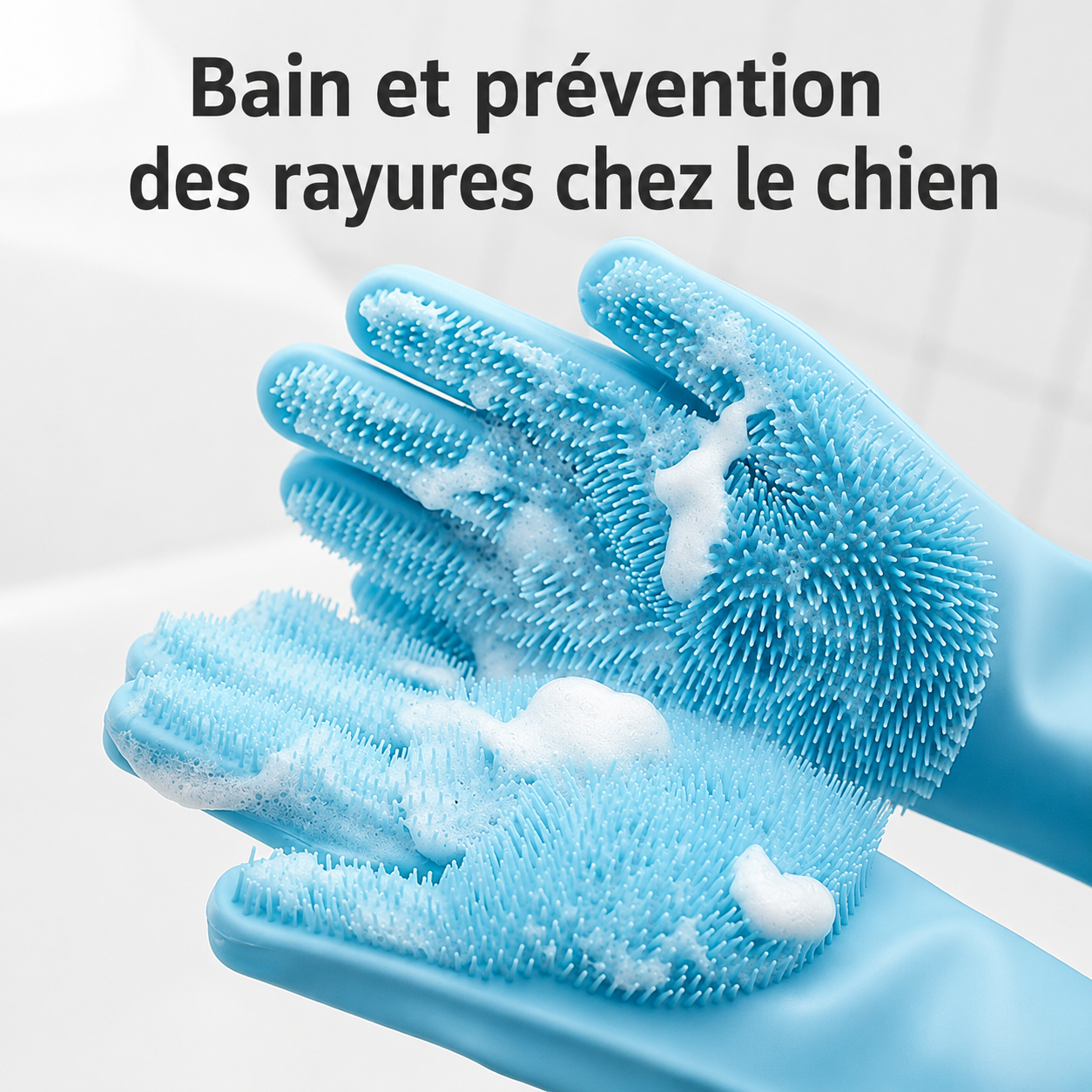 Gants de Bain et Massage en Silicone pour Animaux